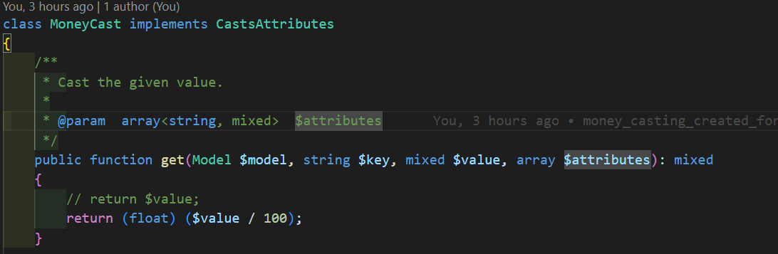Laravel Tricks: Store money value as a integer using "Laravel Cast" method.