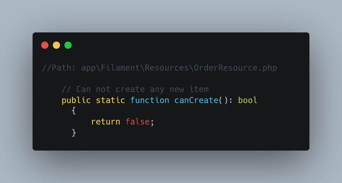 Filament Tips: Stop user from creating new items.
