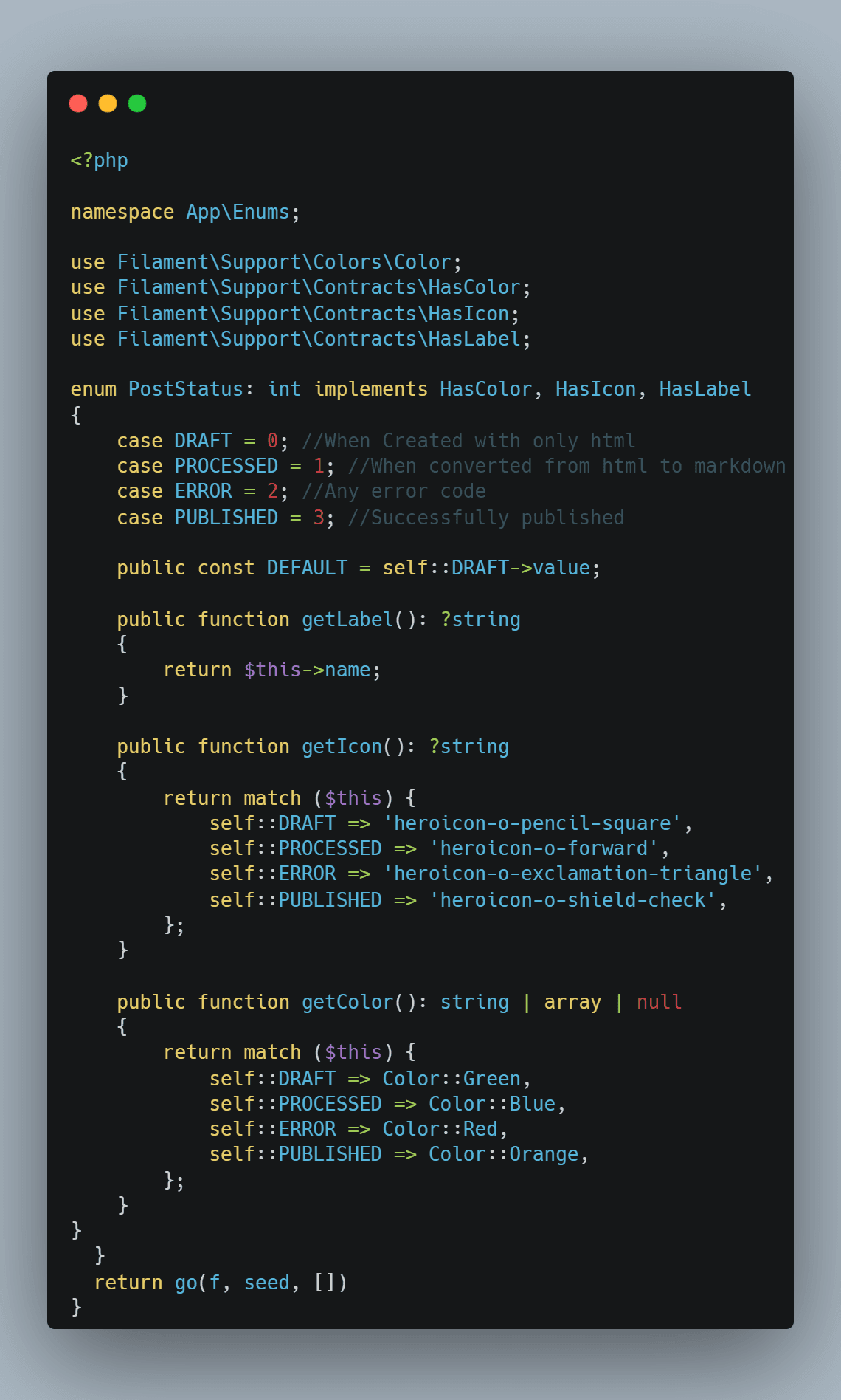 Enum in Laravel and Filament